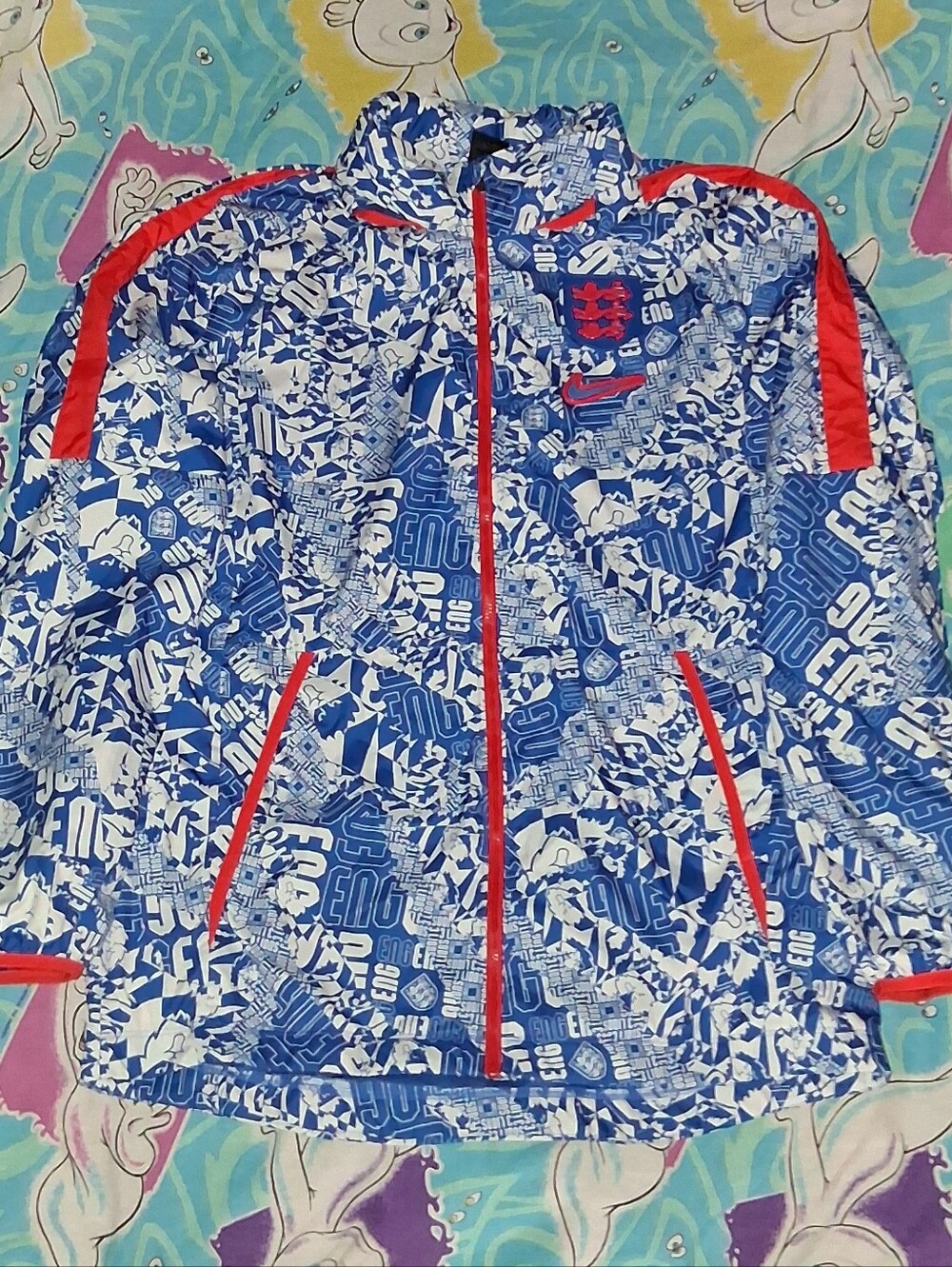 2020 Nike England Authentic AWF Windbreaker Jacket London Vintage All Over Print